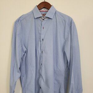 Blue and White Casual Button Down Shirt